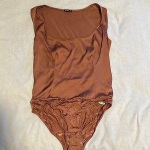 Oysho brown square neck bodysuit